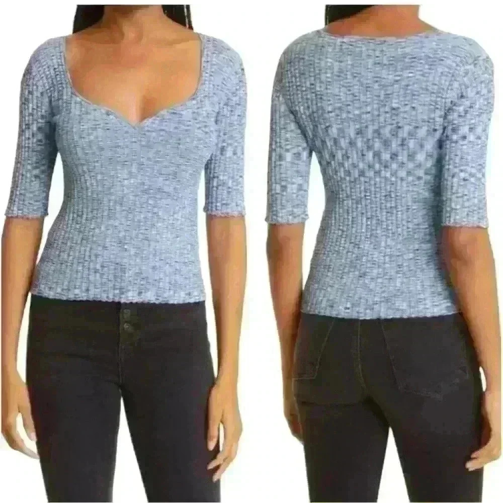 Veronica Beard Rib-Knit Pullover Top Size XL 3/4 Sleeves NWOT